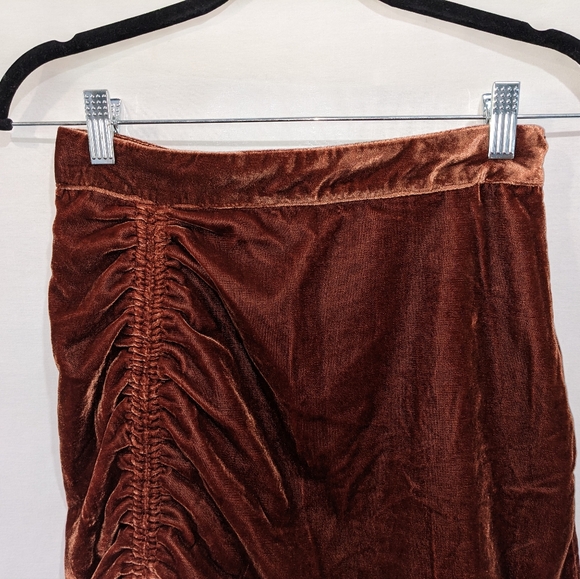 Free People Velvet Mini Skirt Deep Burnt Orange Size 0 XS - Picture 3 of 10
